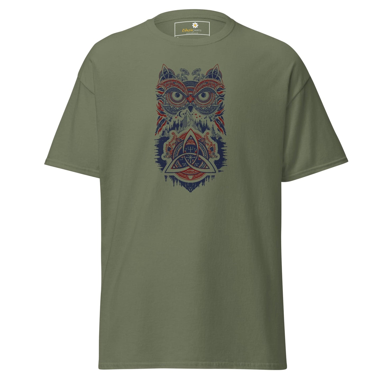 Unisex classic t-shirt - MYSTIC OWL TRIBES - REGULAR - Military Green / S