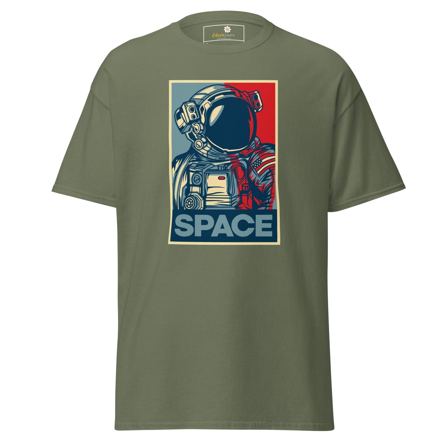 Olive green t-shirt with astronaut graphic from T-SHIRT DESIGN TEE MEN WOMEN S-XL