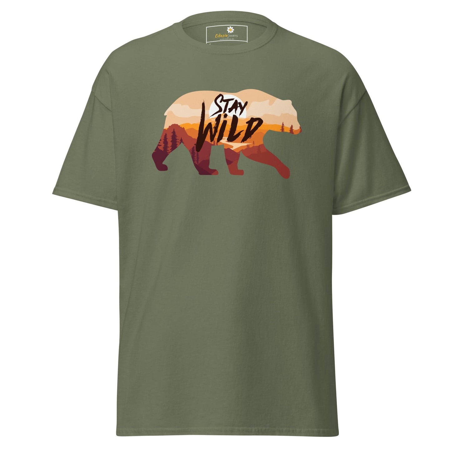 Unisex classic t-shirt - ADVENTURE WILD LIFE STAY WILD - REGULAR - Military Green / S