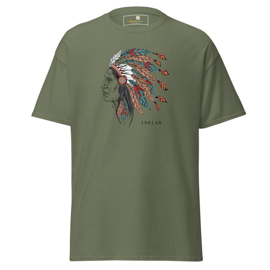 Unisex classic t-shirt - VINTAGE INDIAN HEAD - REGULAR - Military Green / S