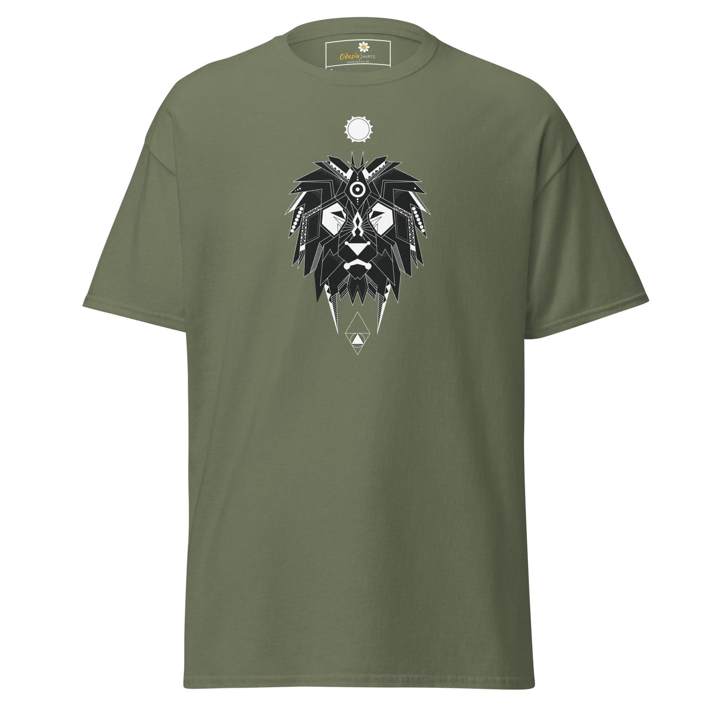 Unisex classic t-shirt - ABSTRACT MYSTIC LION HEAD - REGULAR - Military Green / S