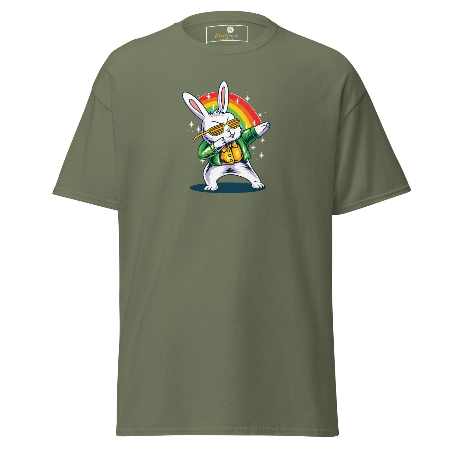 Unisex classic t-shirt - FUN DANCING RABBIT - REGULAR - Military Green / S