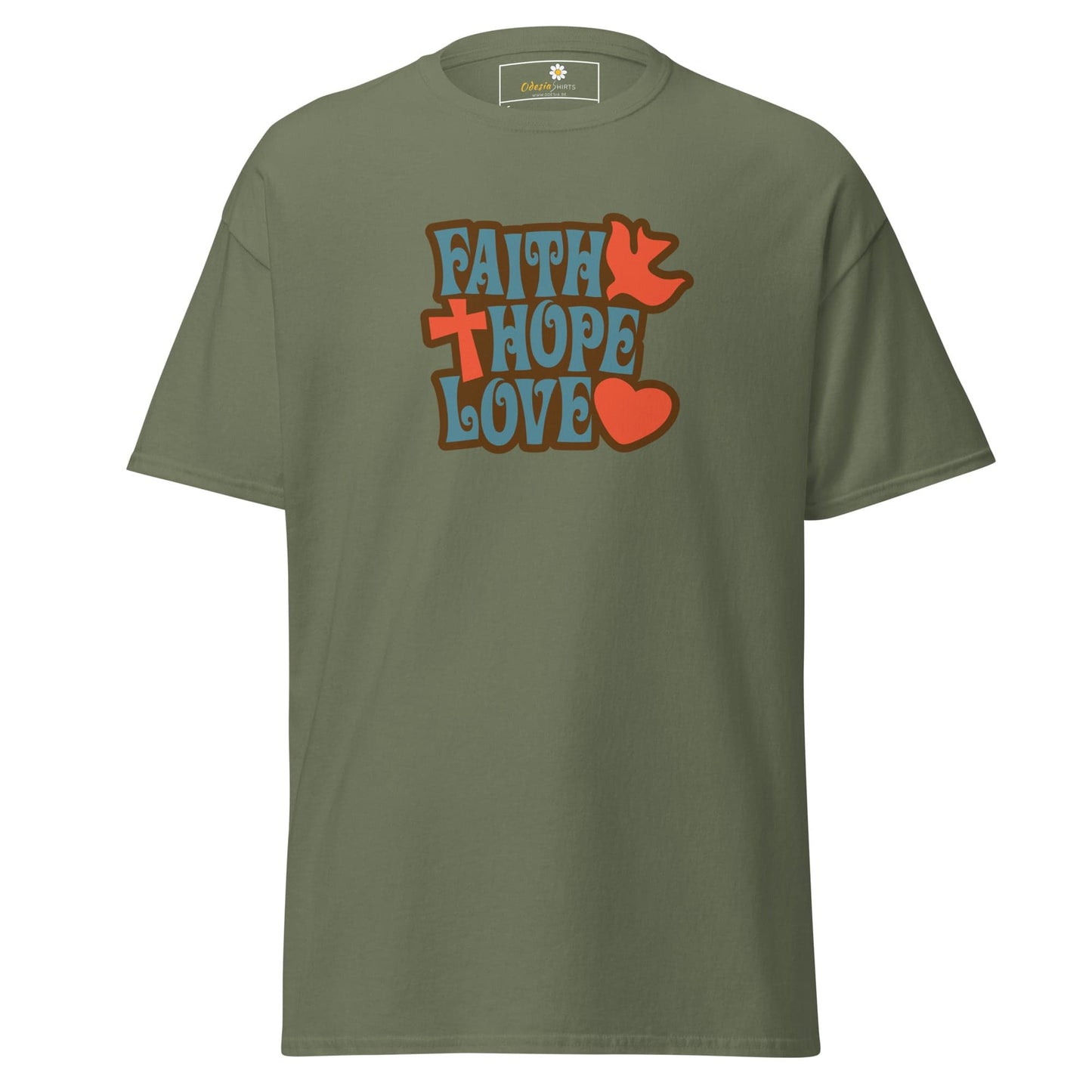Unisex classic t-shirt - SPIRITUAL FAITH HOPE LOVE - REGULAR - Military Green / S