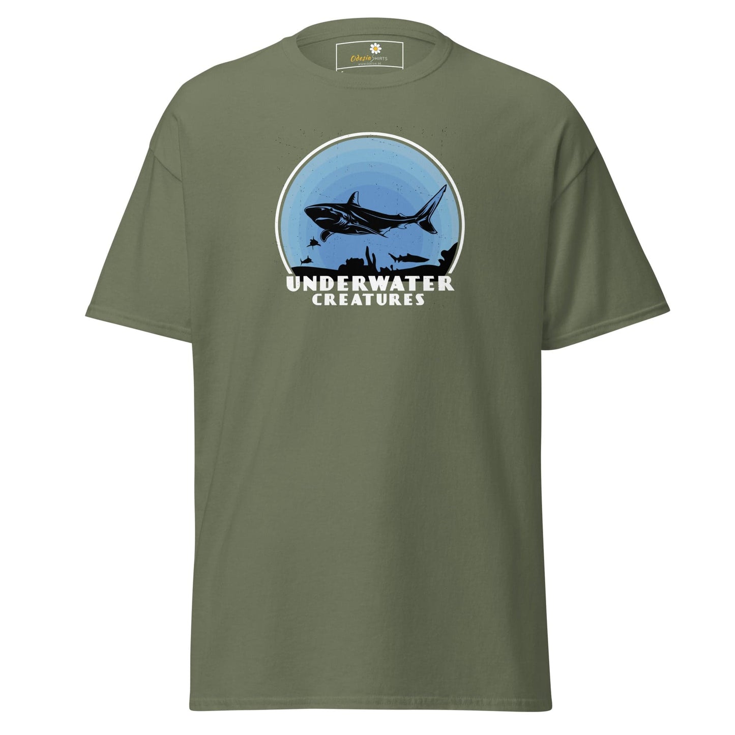 Unisex classic t-shirt - WILD LIFE SHARK UNDERWATER - REGULAR - Military Green / S