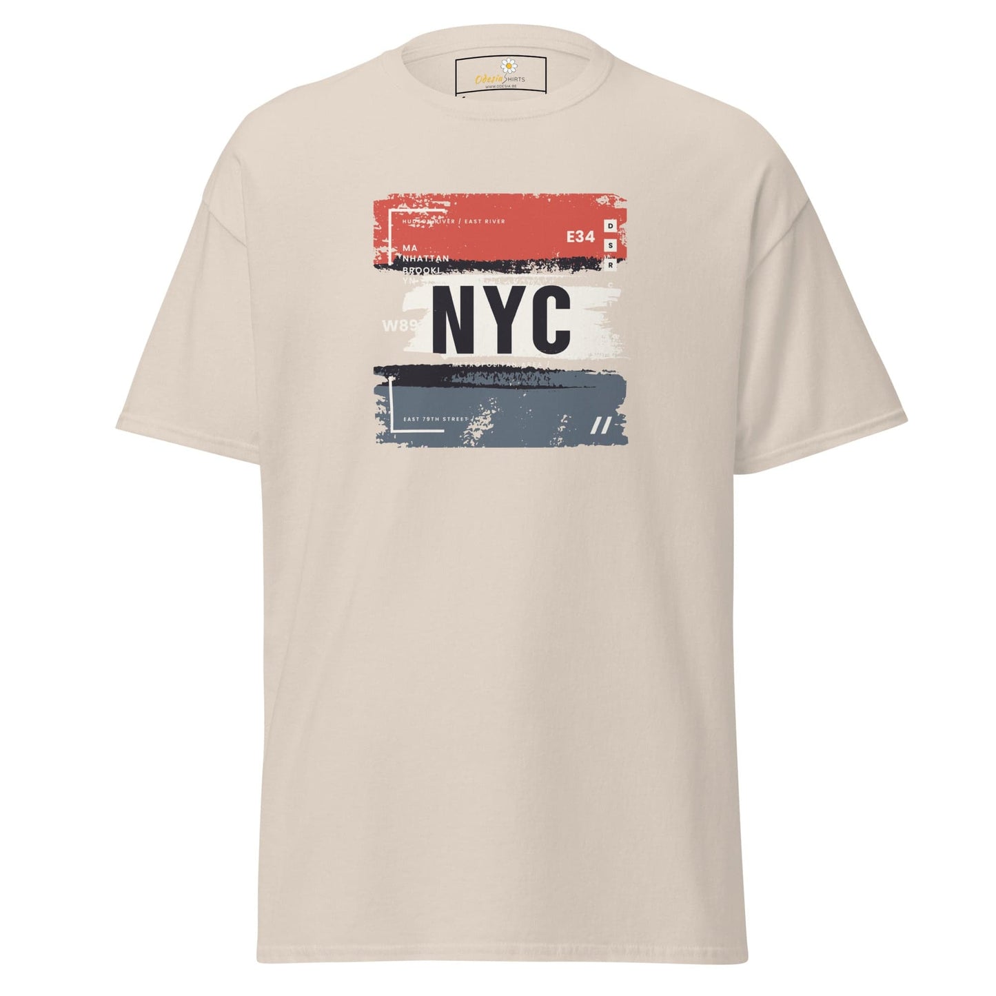 Beige T-shirt featuring New York City graphic for men and women in sizes S to XL