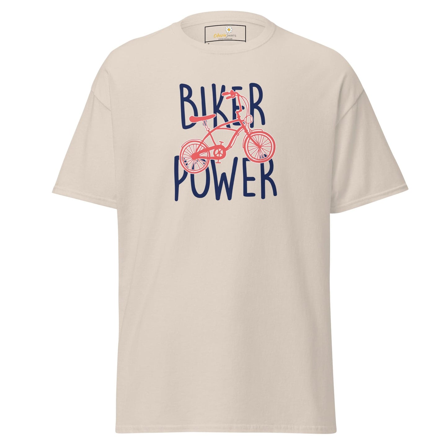 Beige T-shirt with bicycle graphic from T-SHIRT DESIGN TEE for both men and women