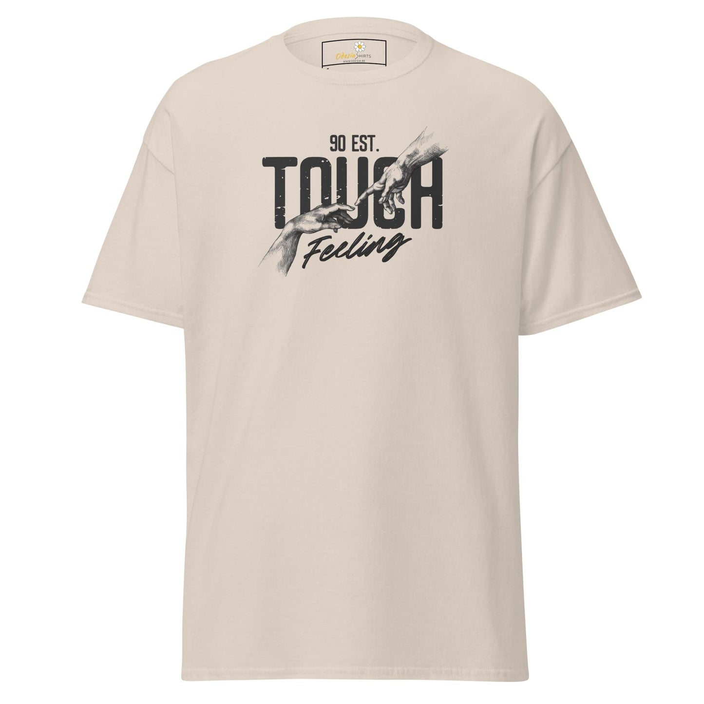Beige T-shirt with hand graphic from T-SHIRT DESIGN TEE for Men and Women sizes S to XL