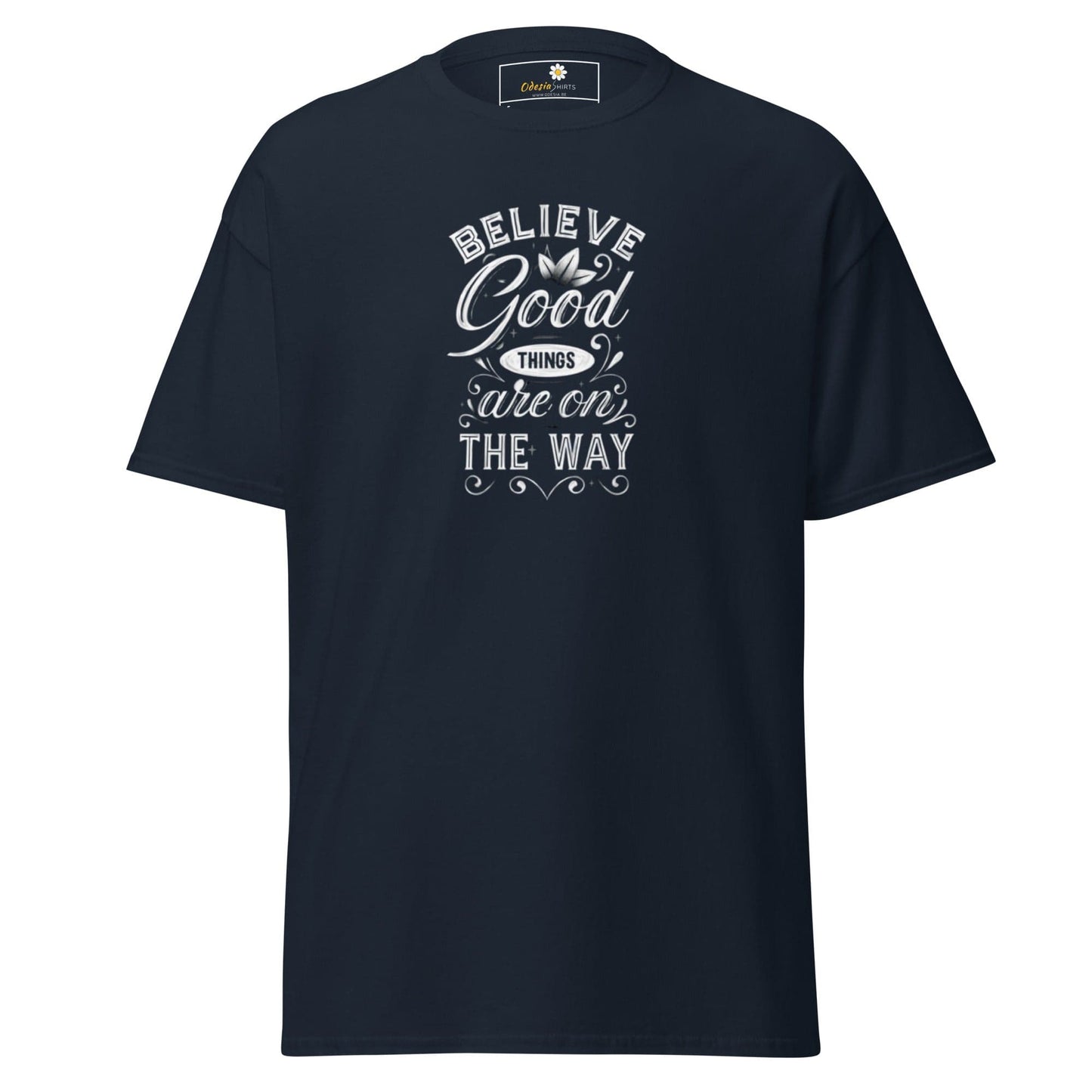 Unisex classic t-shirt - POSITIVE BELIEVE GOOD THINGS - REGULAR - Navy / S