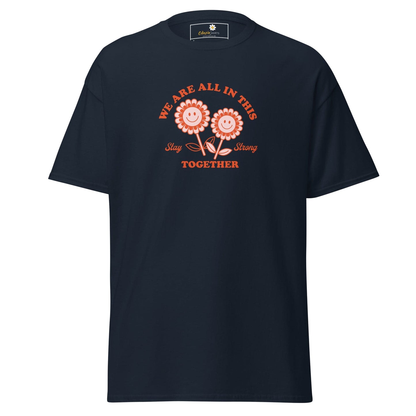 Unisex classic t-shirt - POSITIVE FLOWERS POWER - REGULAR - Navy / S