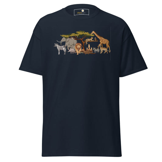 Unisex classic t-shirt - WILD LIFE ANIMALS - REGULAR - Navy / S