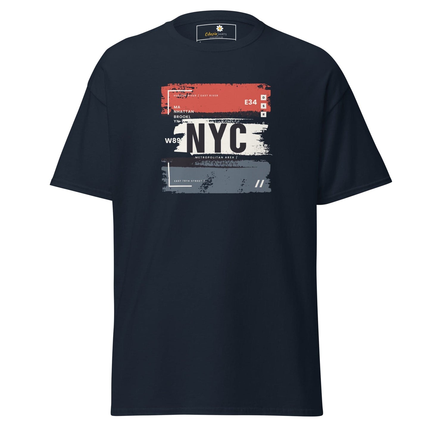 Navy blue graphic T-shirt for men and women available in sizes S to XL