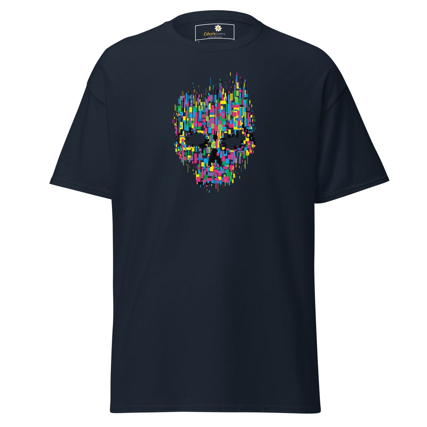 Unisex classic t-shirt - SKULL COLORFUL CUBES - REGULAR - Navy / S