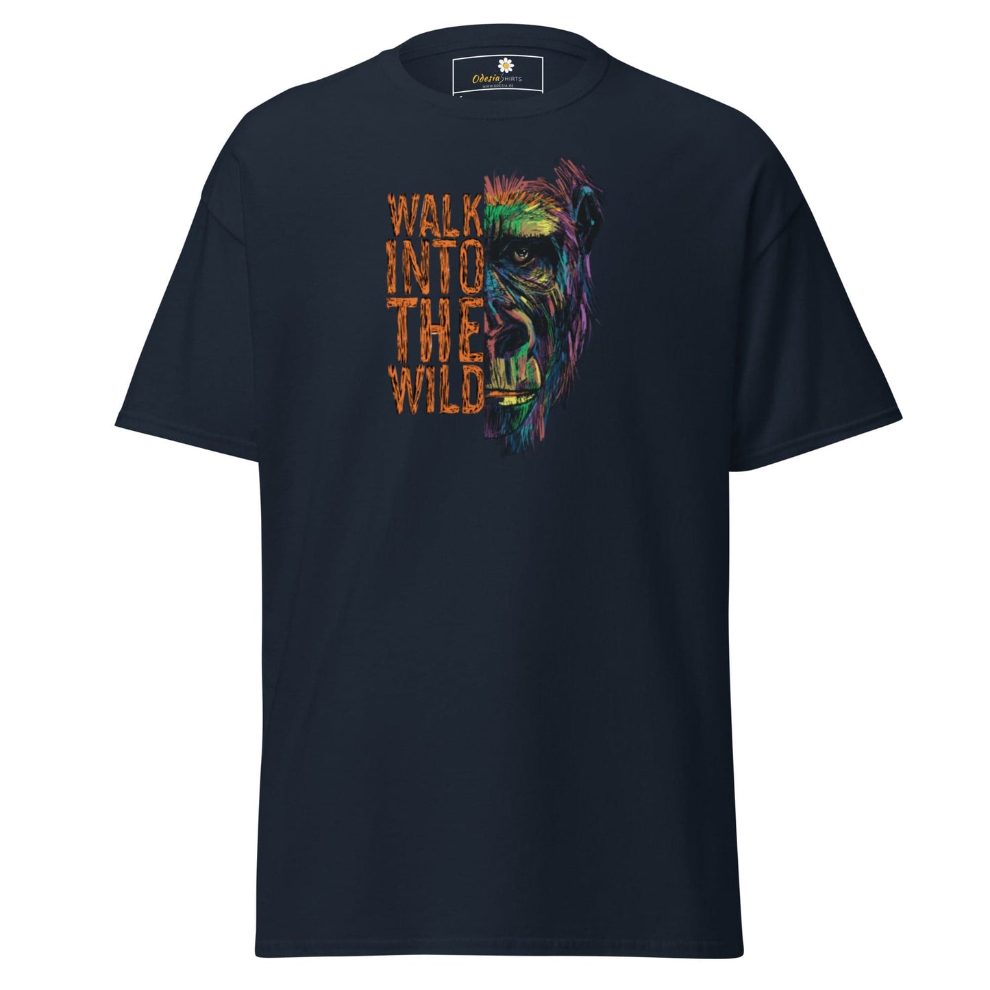 Dark blue unisex T-shirt featuring a detailed Gorilla graphic for stylish casual wear