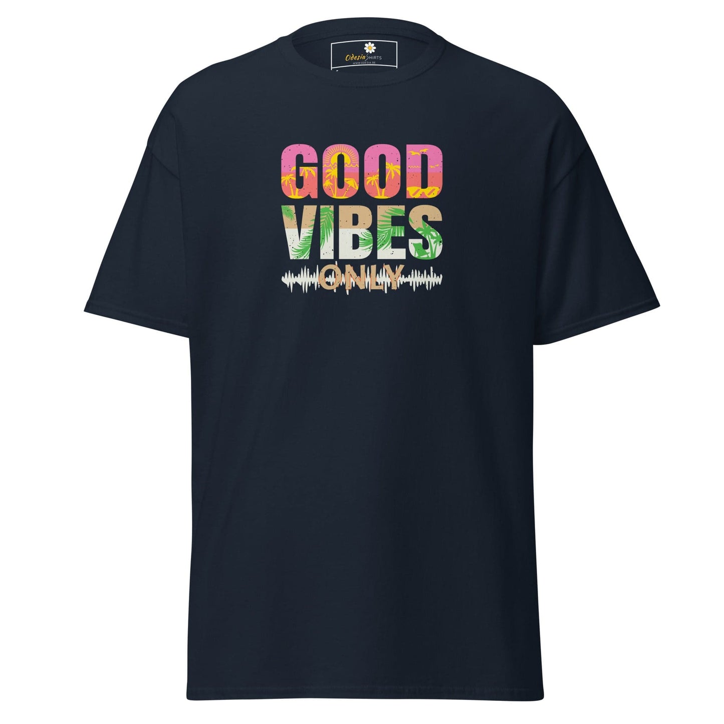 Unisex classic t-shirt - TEXT POSITIVE GOOD VIBES ONLY - REGULAR - Navy / S