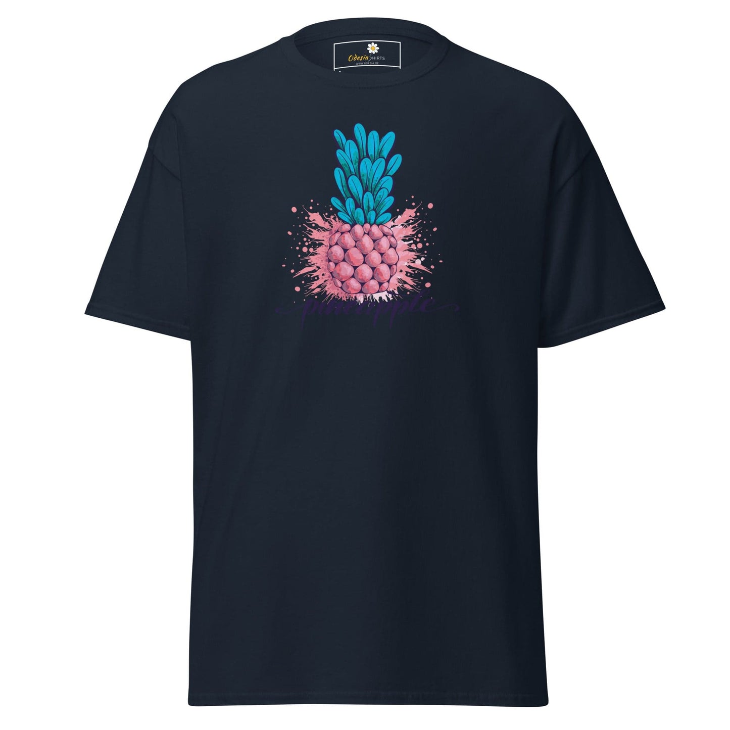 Navy T-shirt with pineapple graphic from T-SHIRT DESIGN TEE for men and women S to XL