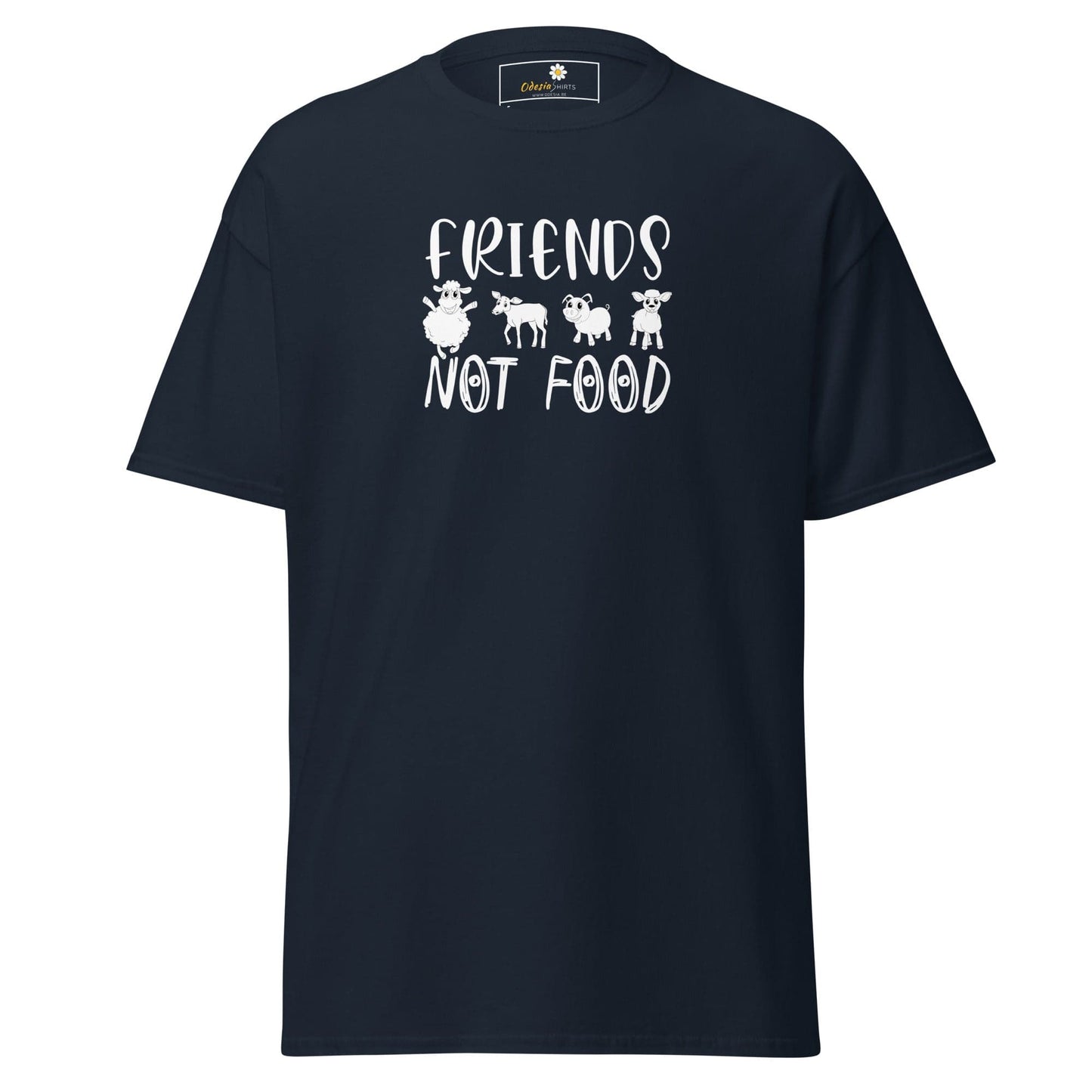 Unisex classic t-shirt - VEGAN ANIMALS FRIENDS NOT FOOD - REGULAR - Navy / S
