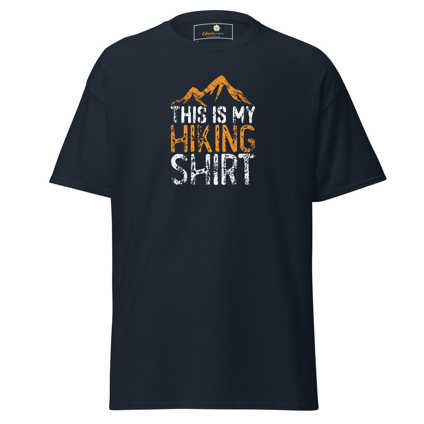Navy blue T-shirt with hiking graphic suitable for men and women in sizes S to XL