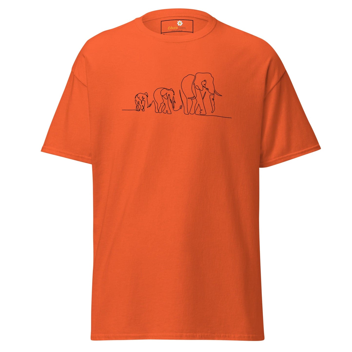 Unisex classic t-shirt - WILD LIFE ELEPHANTS IN LINE - REGULAR - Orange / S
