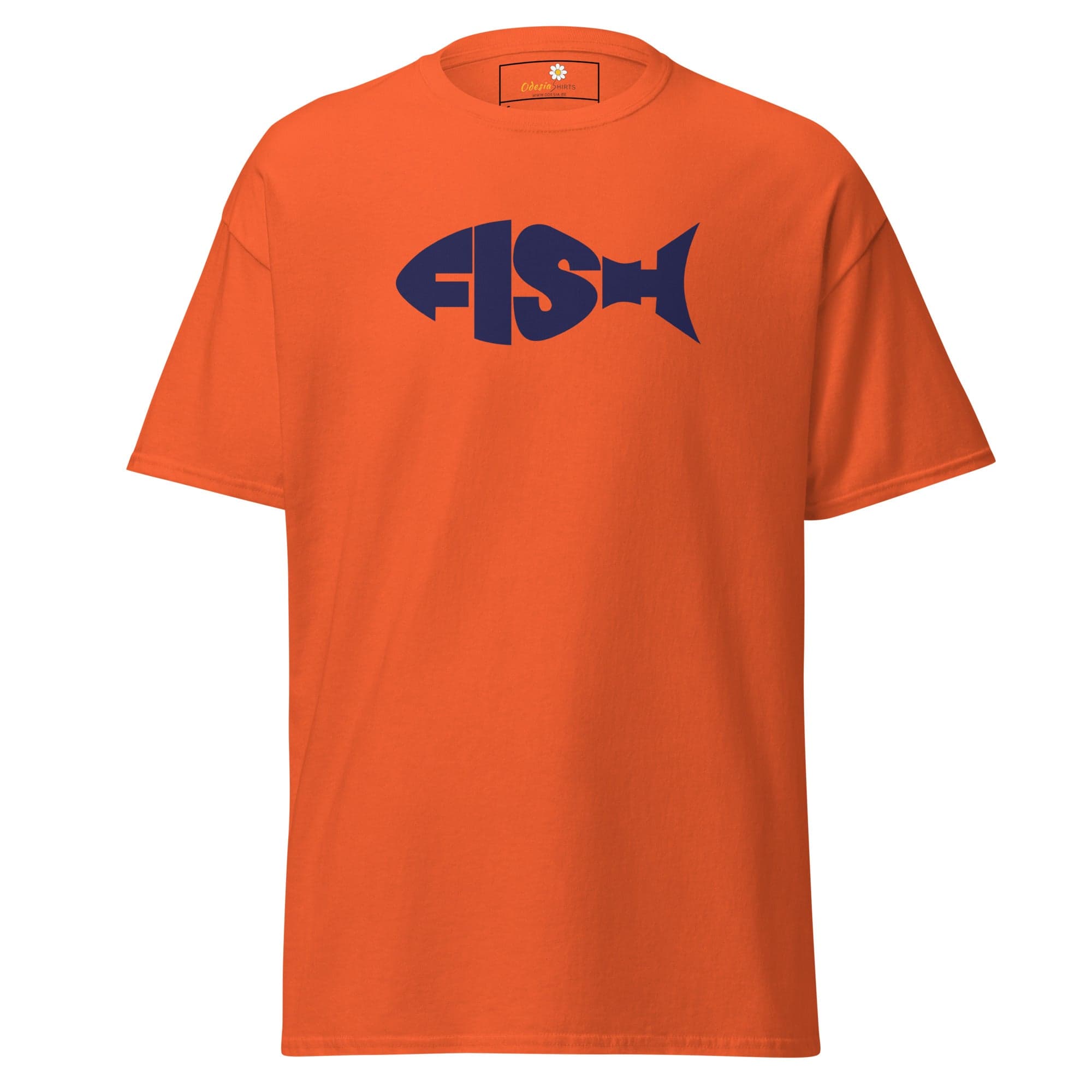 Orange T-shirt with FISH design from T-SHIRT DESIGN TEE for Men and Women sizes S to XL