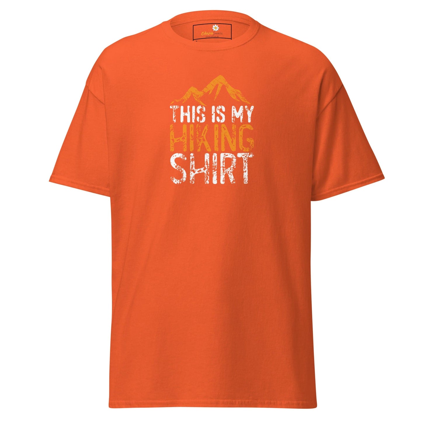 Orange T-shirt with hiking graphic from T-SHIRT DESIGN TEE for Men and Women