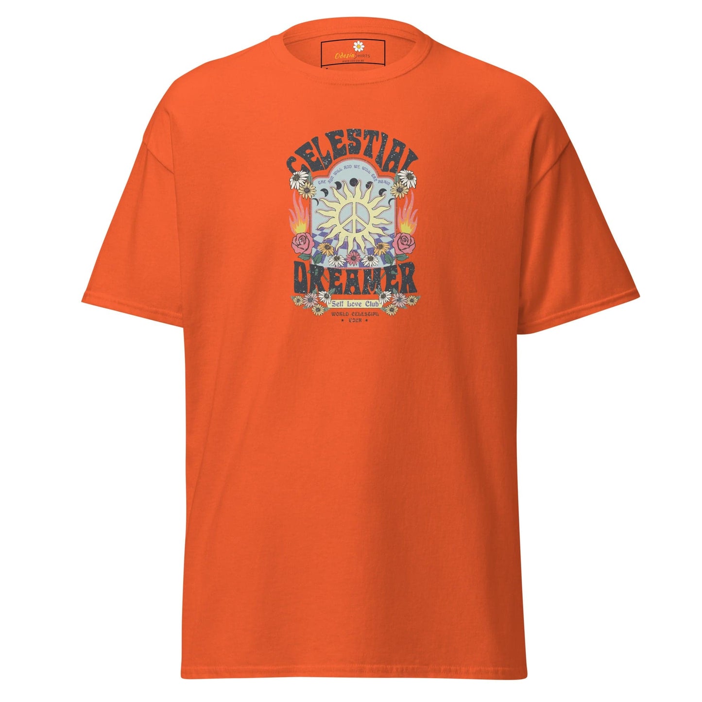 Unisex classic t-shirt - NATURE CELESTIAL FLOWERS - REGULAR - Orange / S