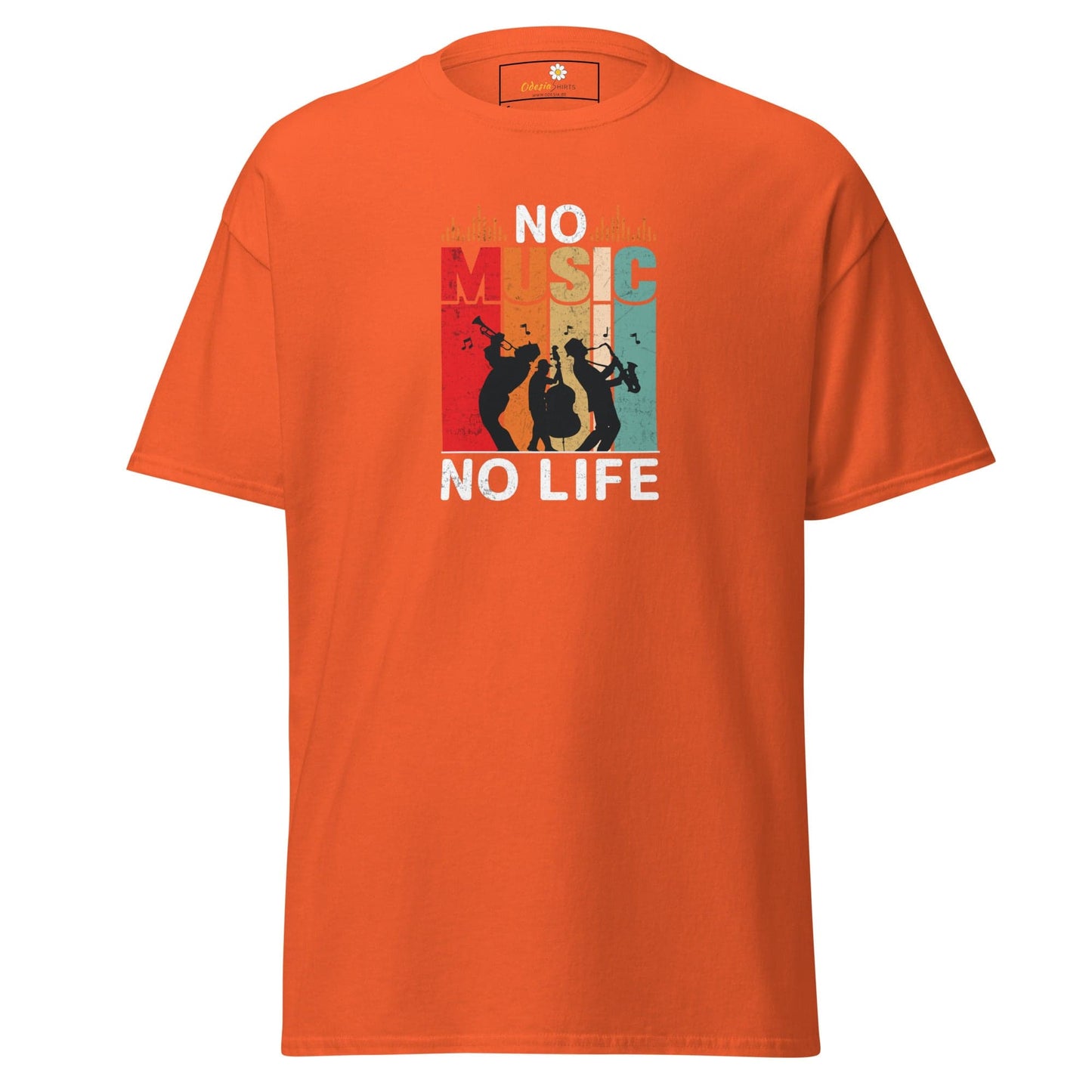 Unisex classic t-shirt - MUSIC NO MUSIC NO LIFE - REGULAR - Orange / S