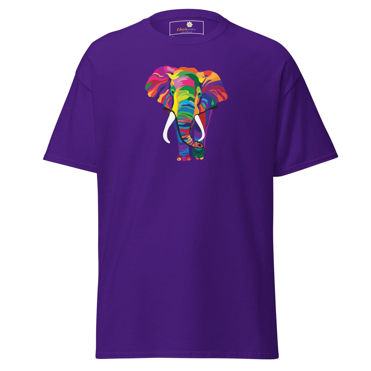Unisex classic t-shirt - WILD LIFE ELEPHANT COLORFUL - REGULAR - Purple / S