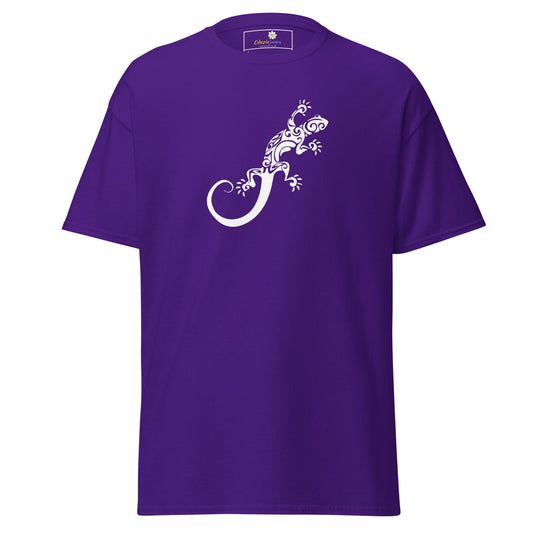 Purple T-shirt with white lizard design for Men and Women in sizes S to XL