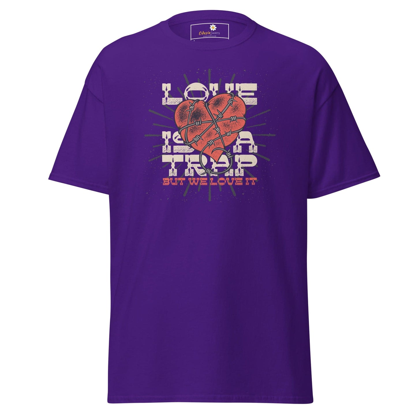 Unisex classic t-shirt - VINTAGE LOVE IS A TRAP - REGULAR - Purple / S