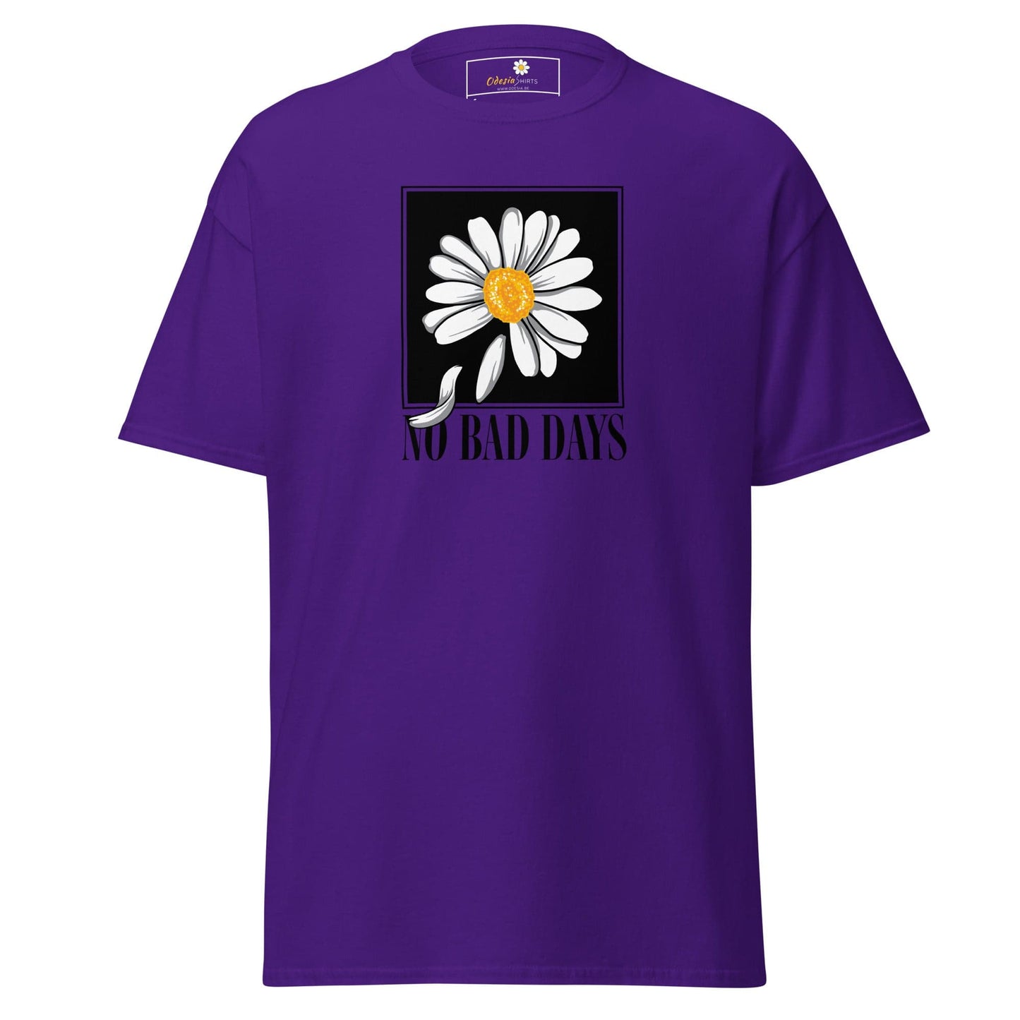 Purple T-shirt featuring daisy graphic for Men and Women available in sizes S to XL