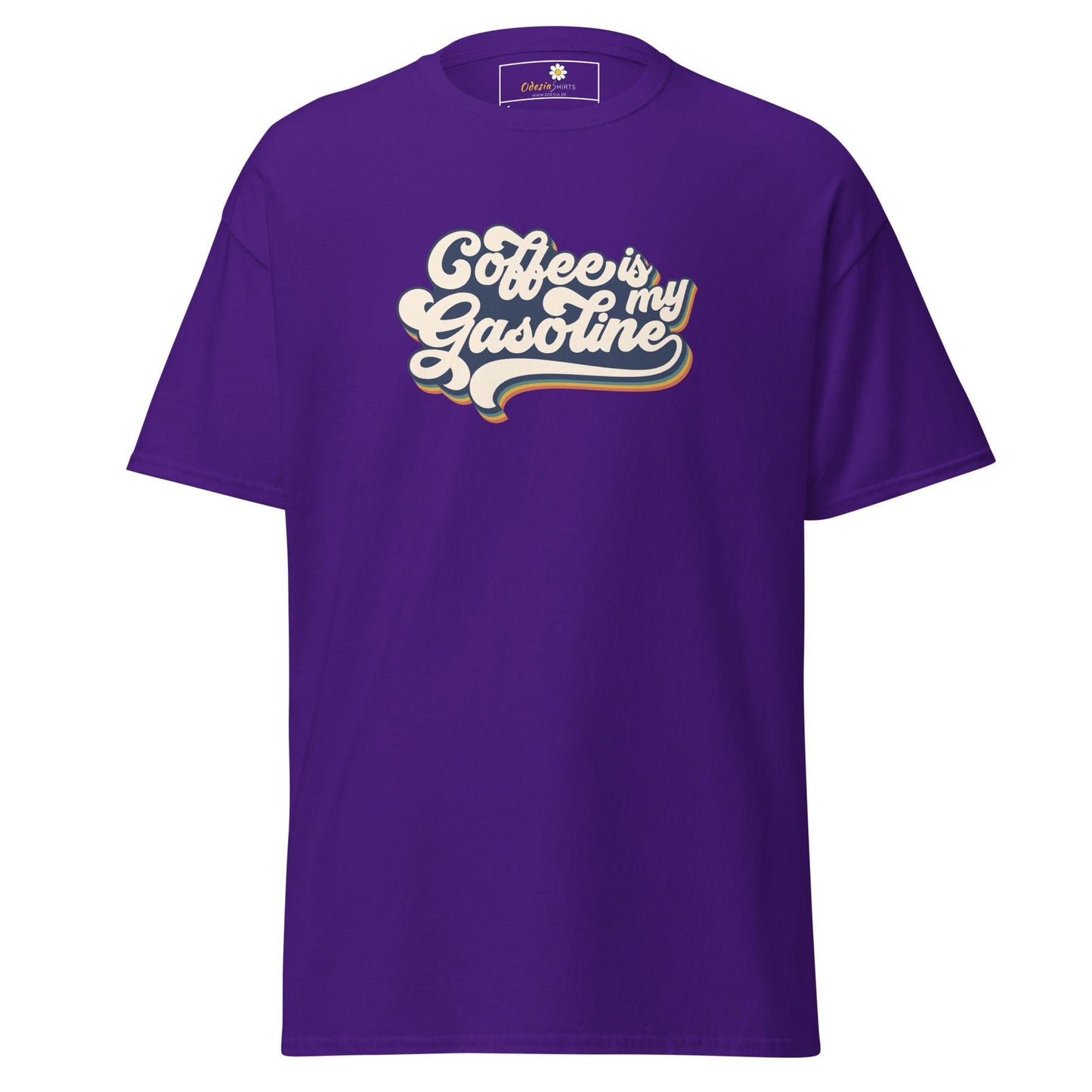 Unisex classic t-shirt - TEXT COFFEE IS MY GASEOLINE - REGULAR - Purple / S