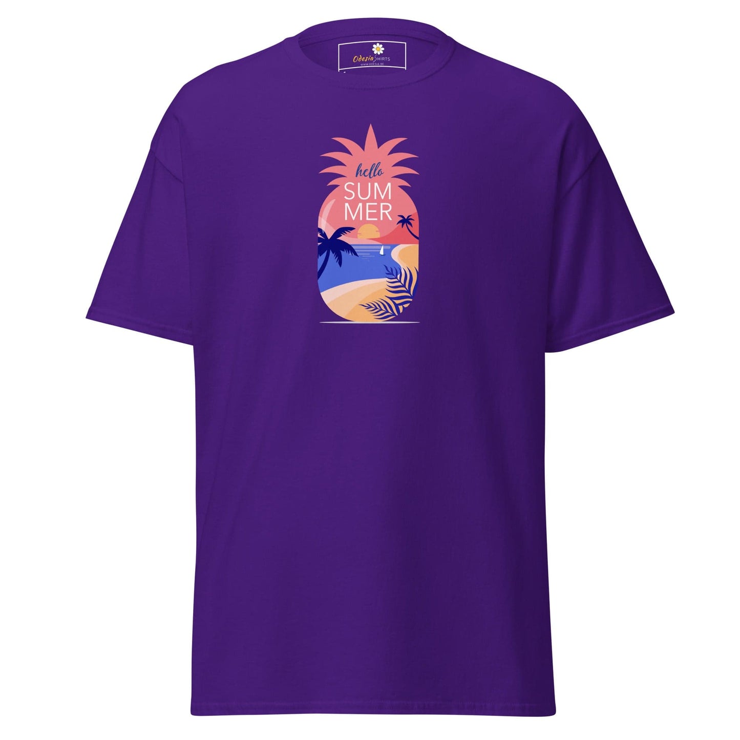 Purple T-shirt with Pineapple Summer Design for Men and Women in Sizes S to XL