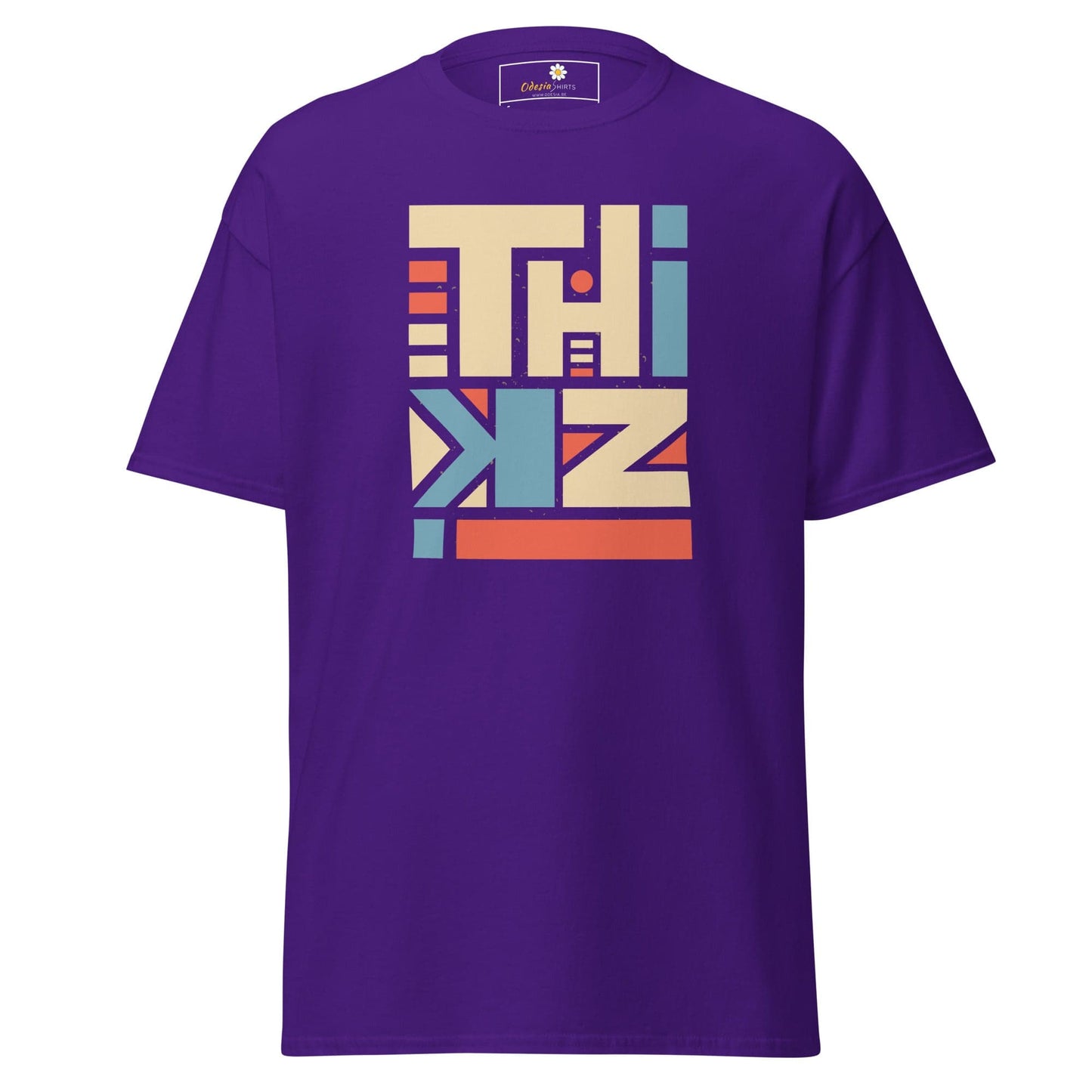 Purple T-shirt with geometric design for Men and Women in sizes S to XL
