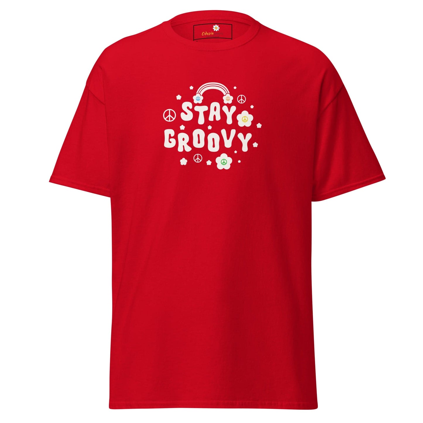 Unisex classic t-shirt - POSITIVE STAY GROOVY FLOWERS - REGULAR - Red / S