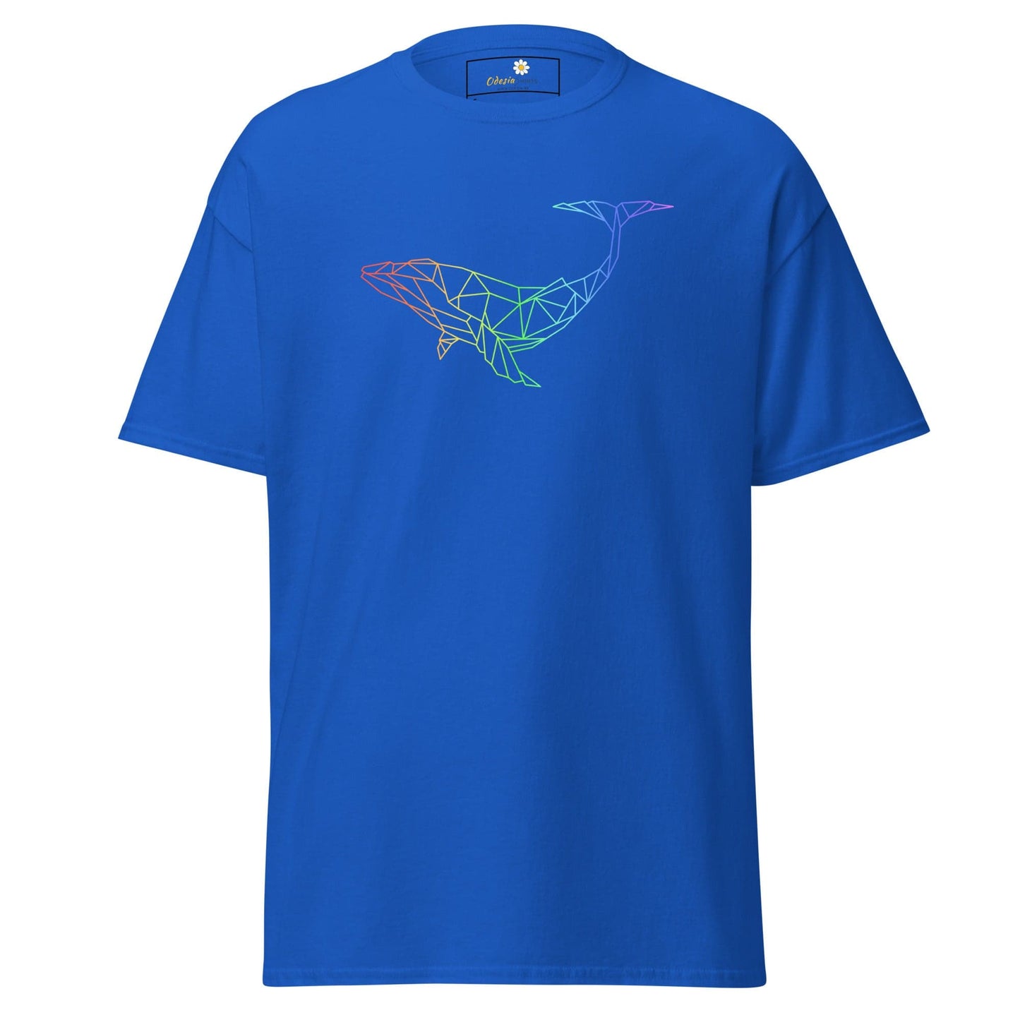 Blue T-shirt with geometric whale design from T-SHIRT DESIGN TEE for Men and Women
