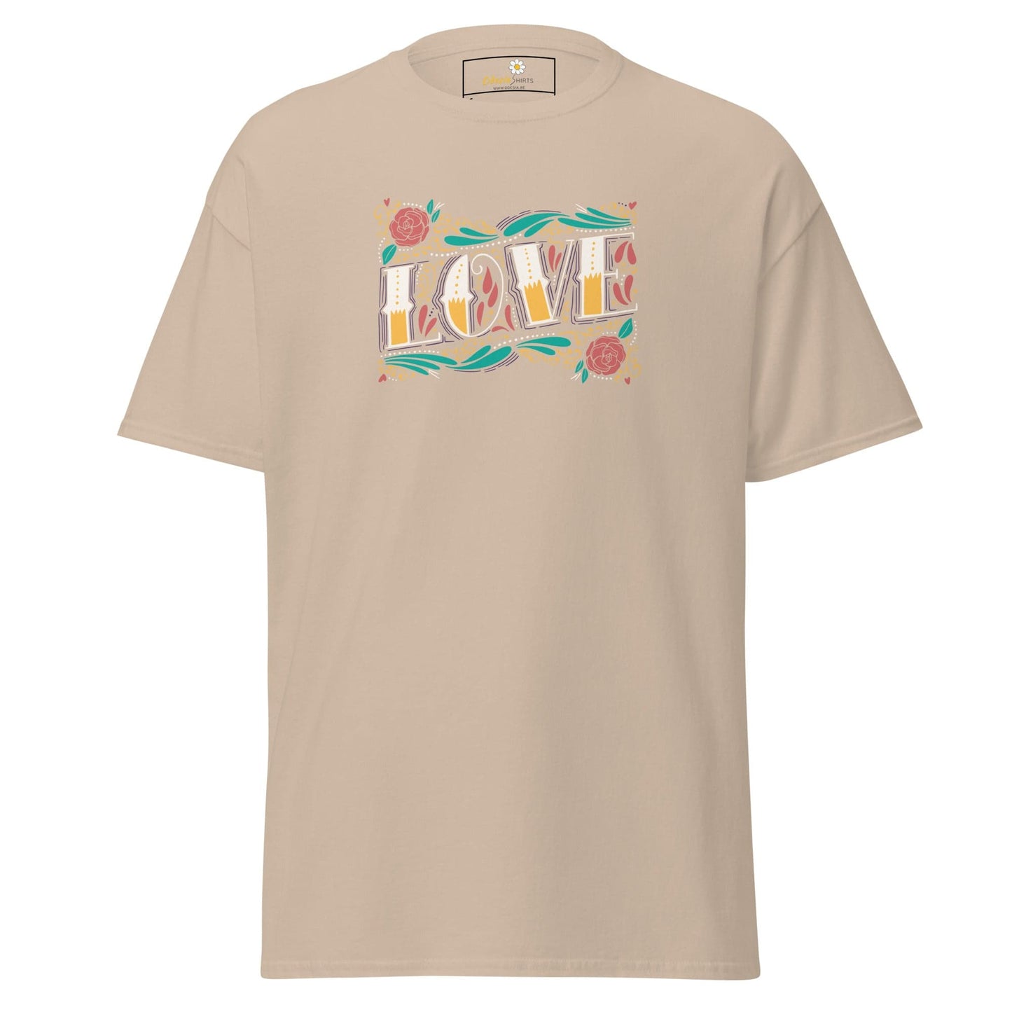 Unisex classic t-shirt - TEXT LOVE FLOWERS - REGULAR - Sand / S