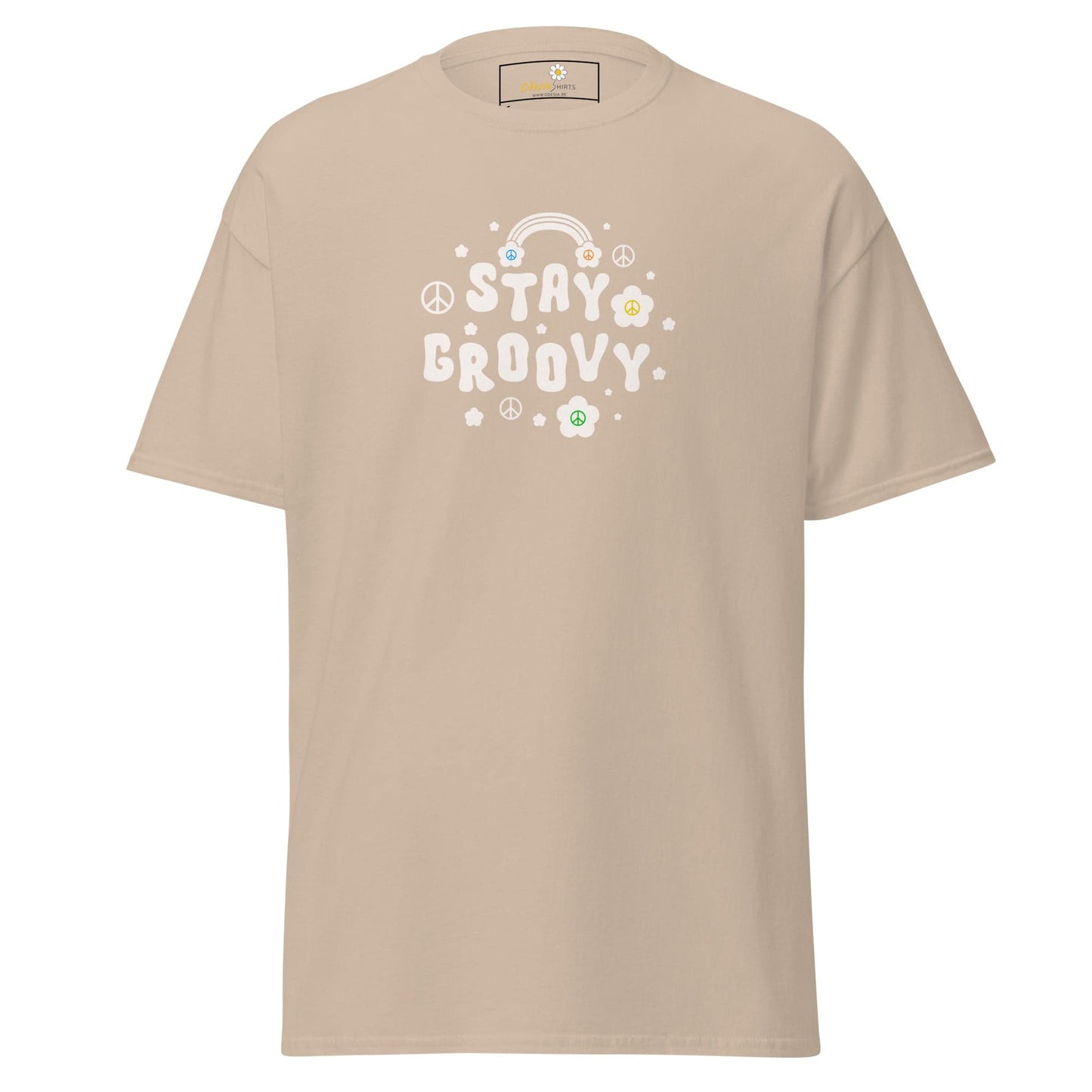 Unisex classic t-shirt - POSITIVE STAY GROOVY FLOWERS - REGULAR - Sand / S