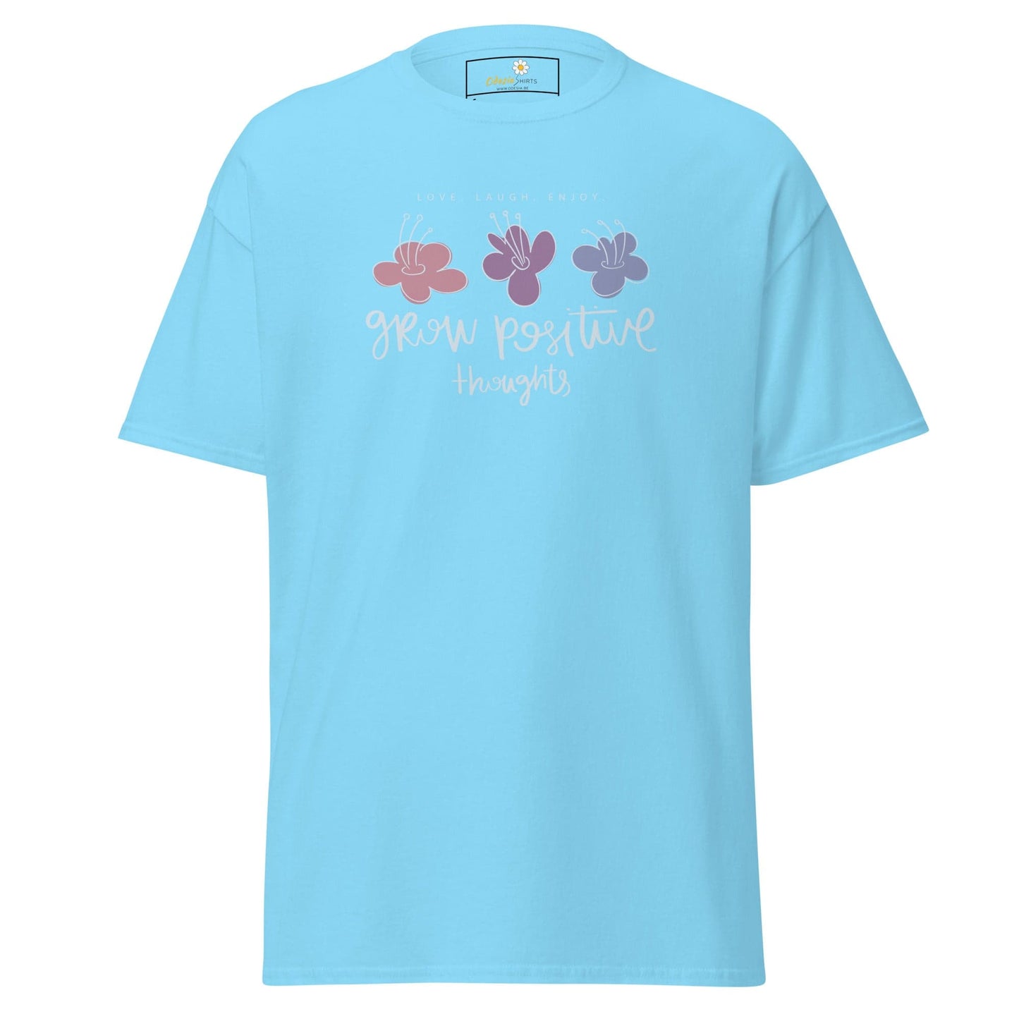 Unisex classic t-shirt - POSITIVE GROW THOUGHTS - REGULAR - Sky / S