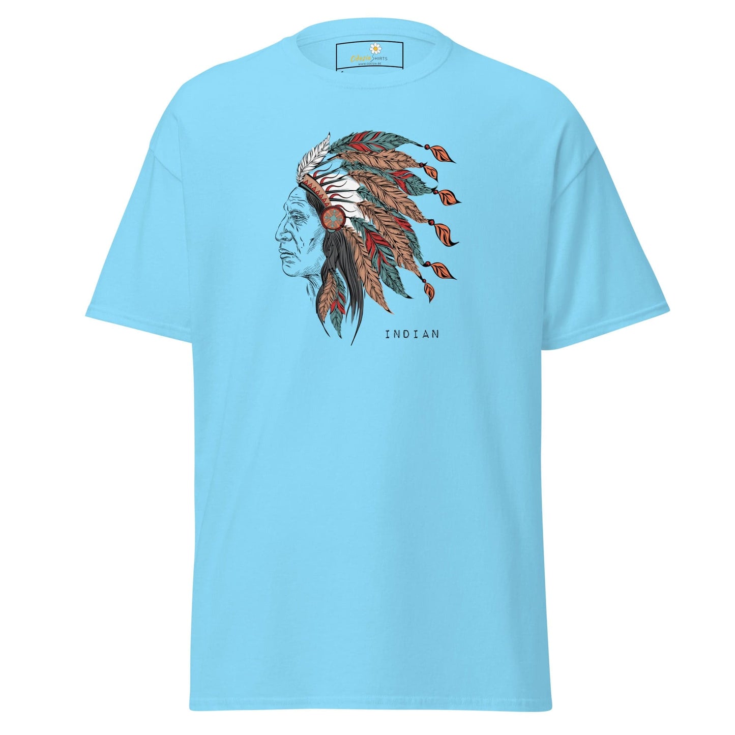 Unisex classic t-shirt - VINTAGE INDIAN HEAD - REGULAR - Sky / S