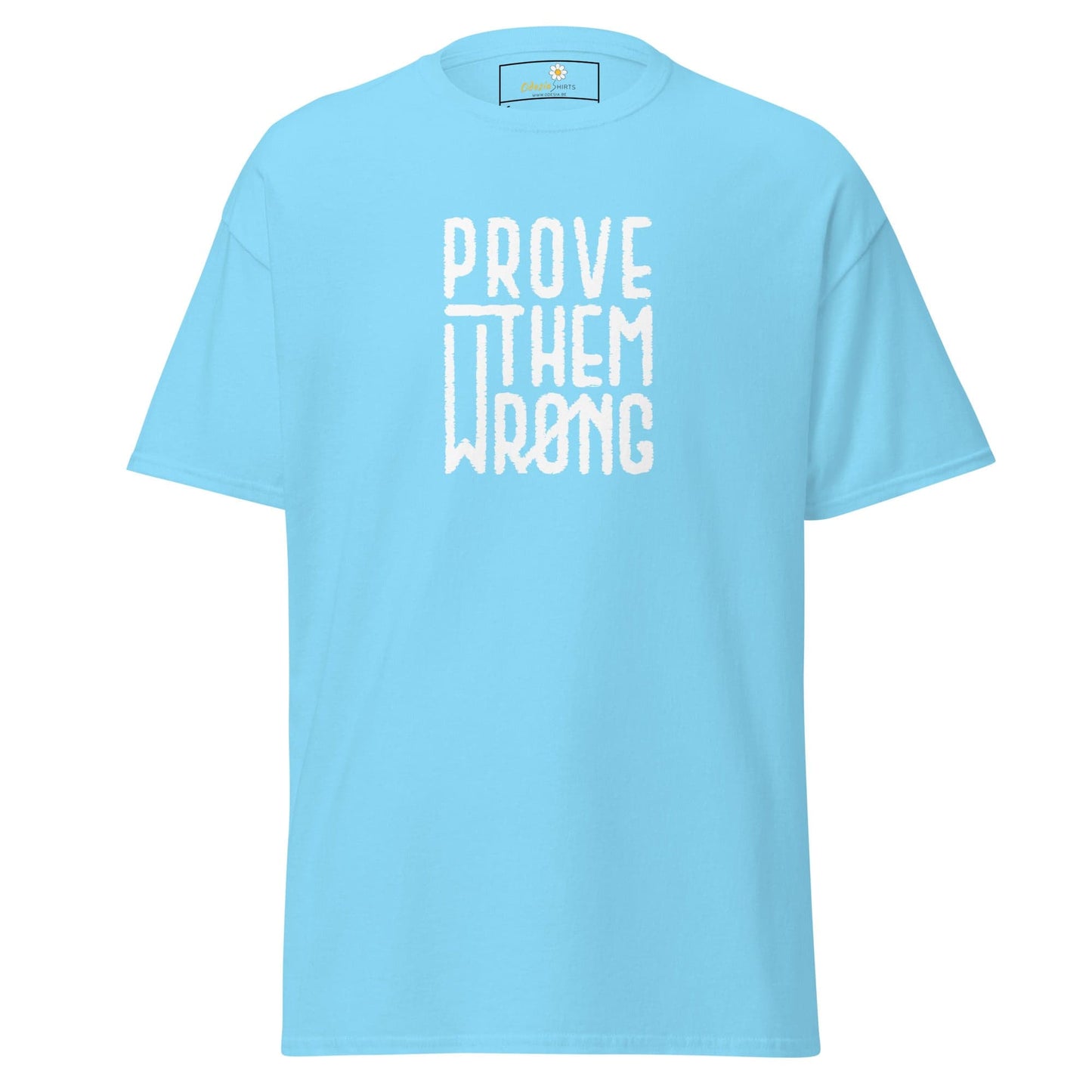 Light blue T-shirt displayed in the T-SHIRT DESIGN TEE for men and women, sizes S to XL