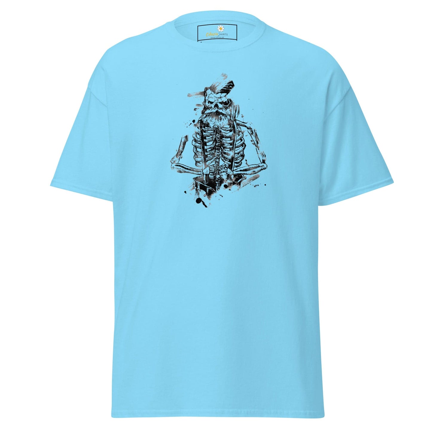 Unisex classic t-shirt - SKULL OLD GUY - REGULAR - Sky / S