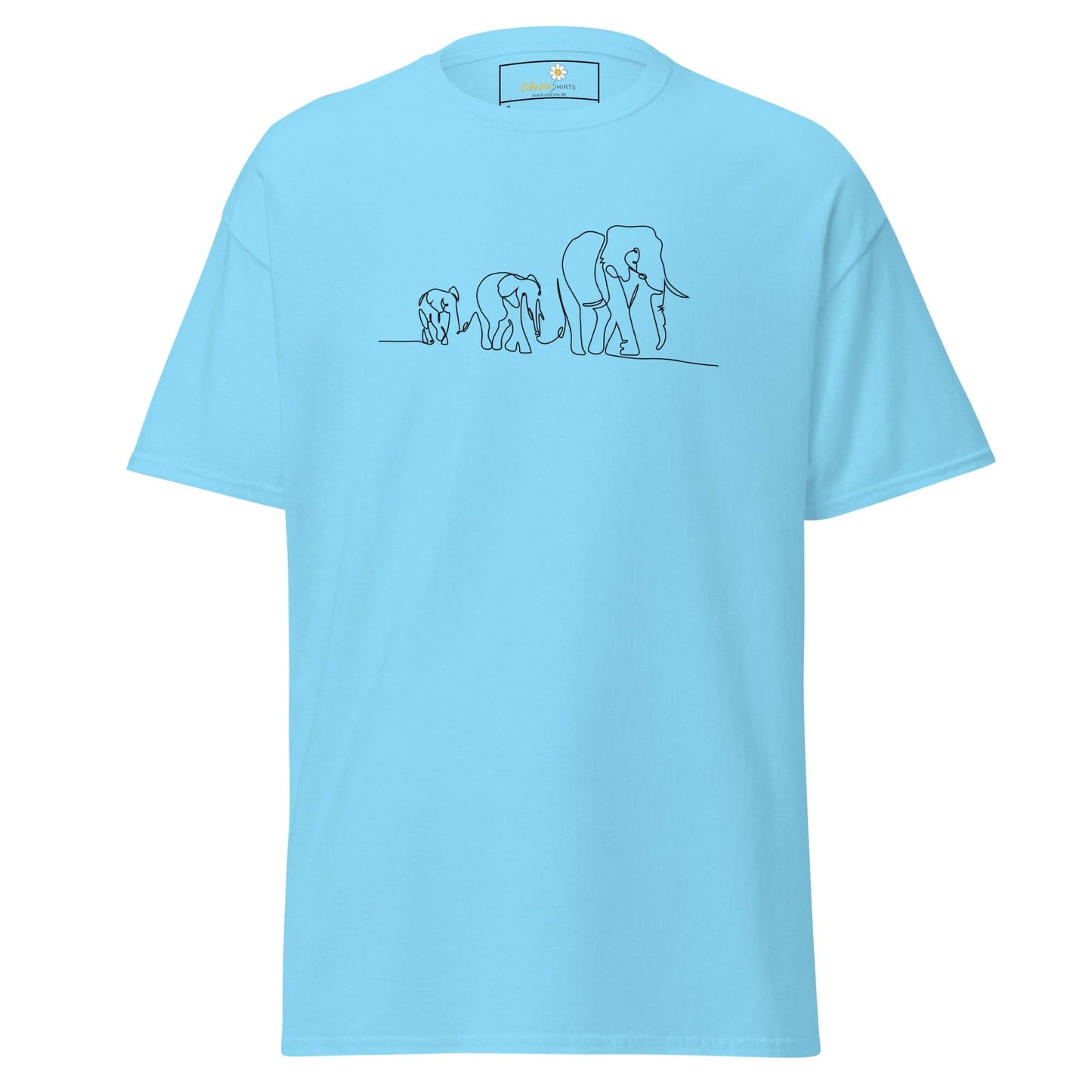Unisex classic t-shirt - WILD LIFE ELEPHANTS IN LINE - REGULAR - Sky / S