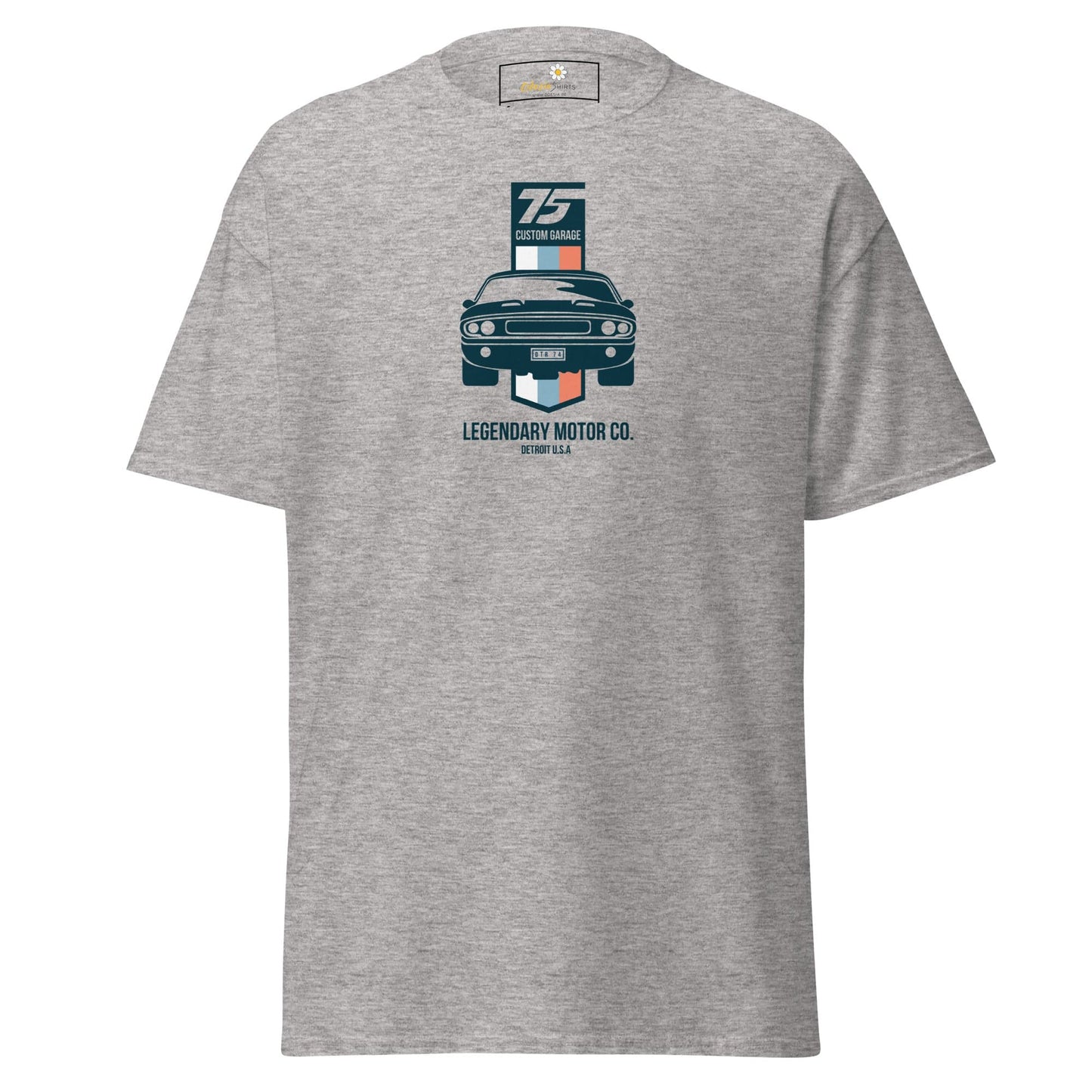 Gray T-shirt with Car Graphic for Men and Women in Sizes S to XL