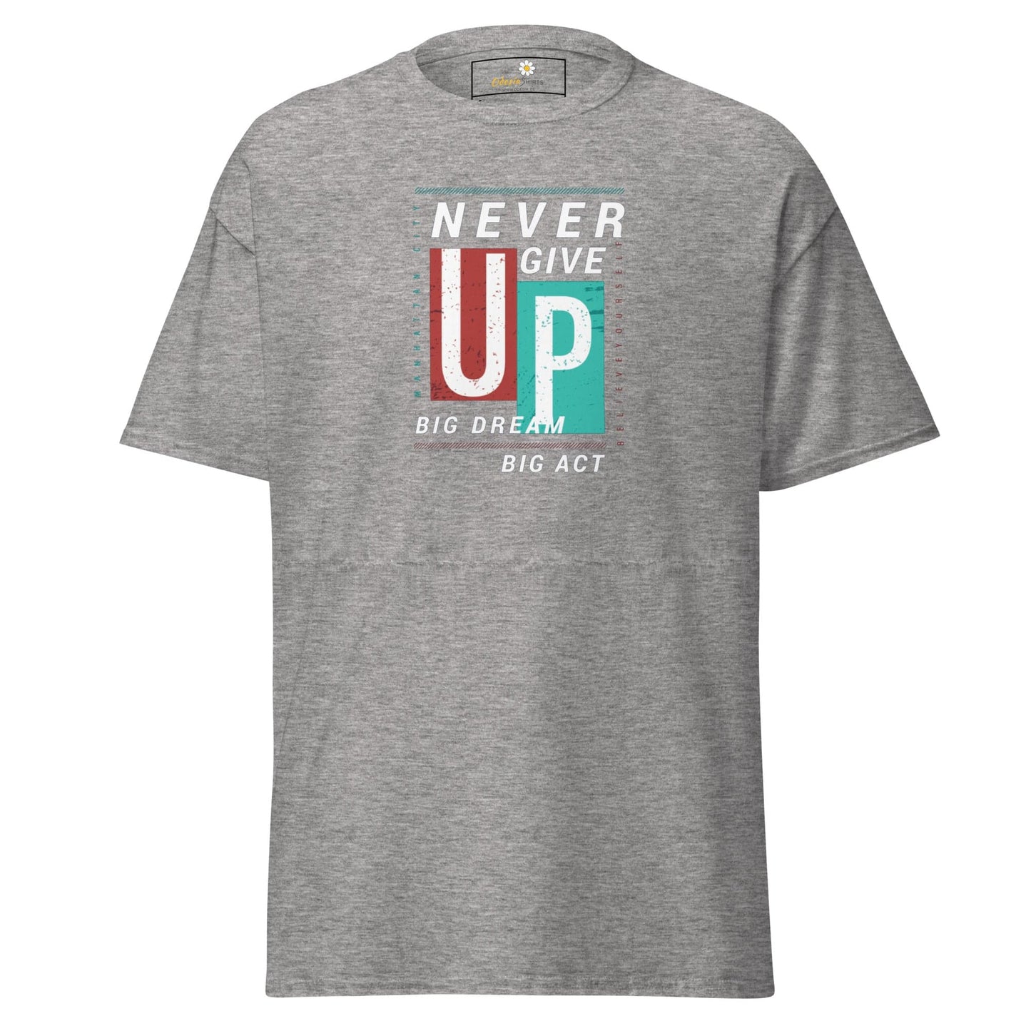 Unisex classic t-shirt - TEXT NEVER GIVE UP - REGULAR - Sport Grey / S