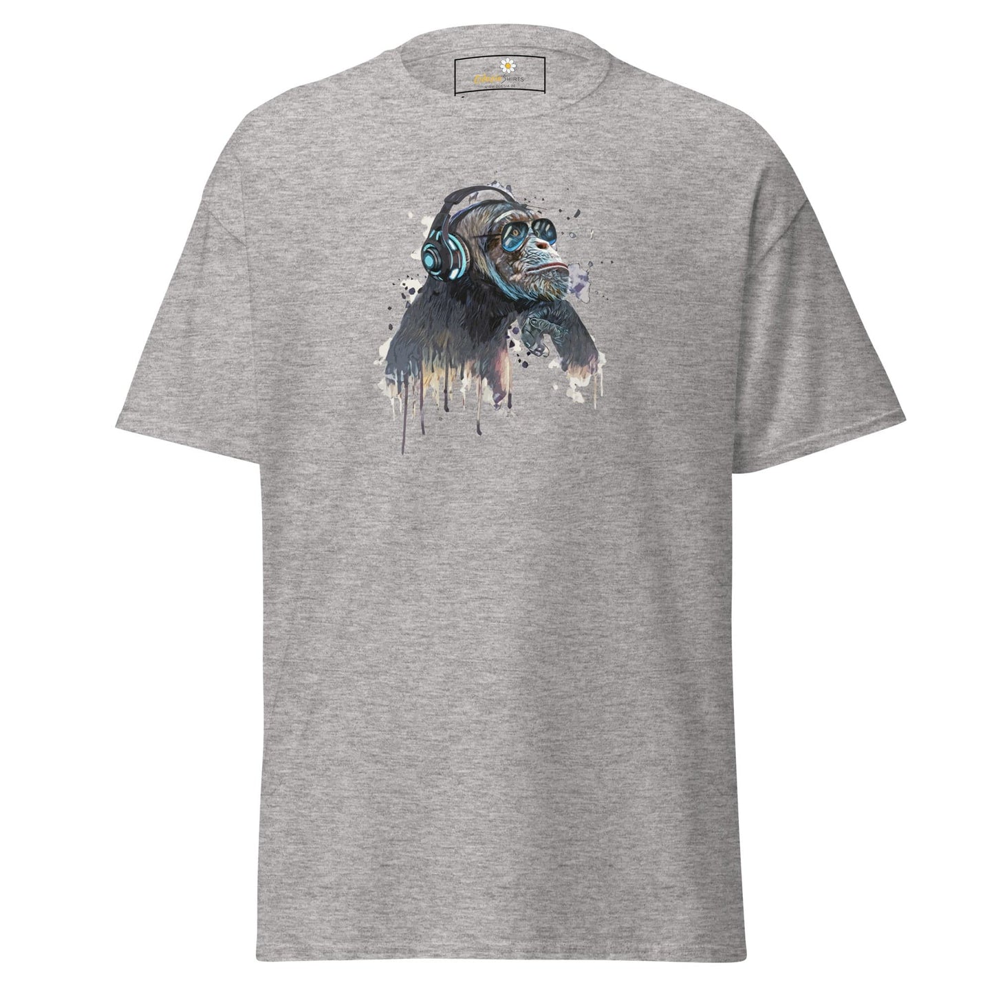 Gray T-shirt with monkey graphic from T-SHIRT DESIGN TEE for Man and Woman in sizes S to XL
