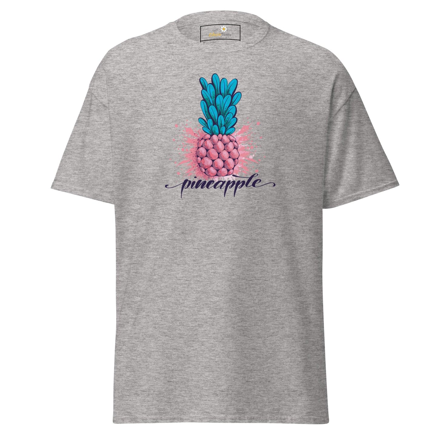 Gray T-shirt with pineapple graphic from T-SHIRT DESIGN TEE for men and women size S to XL