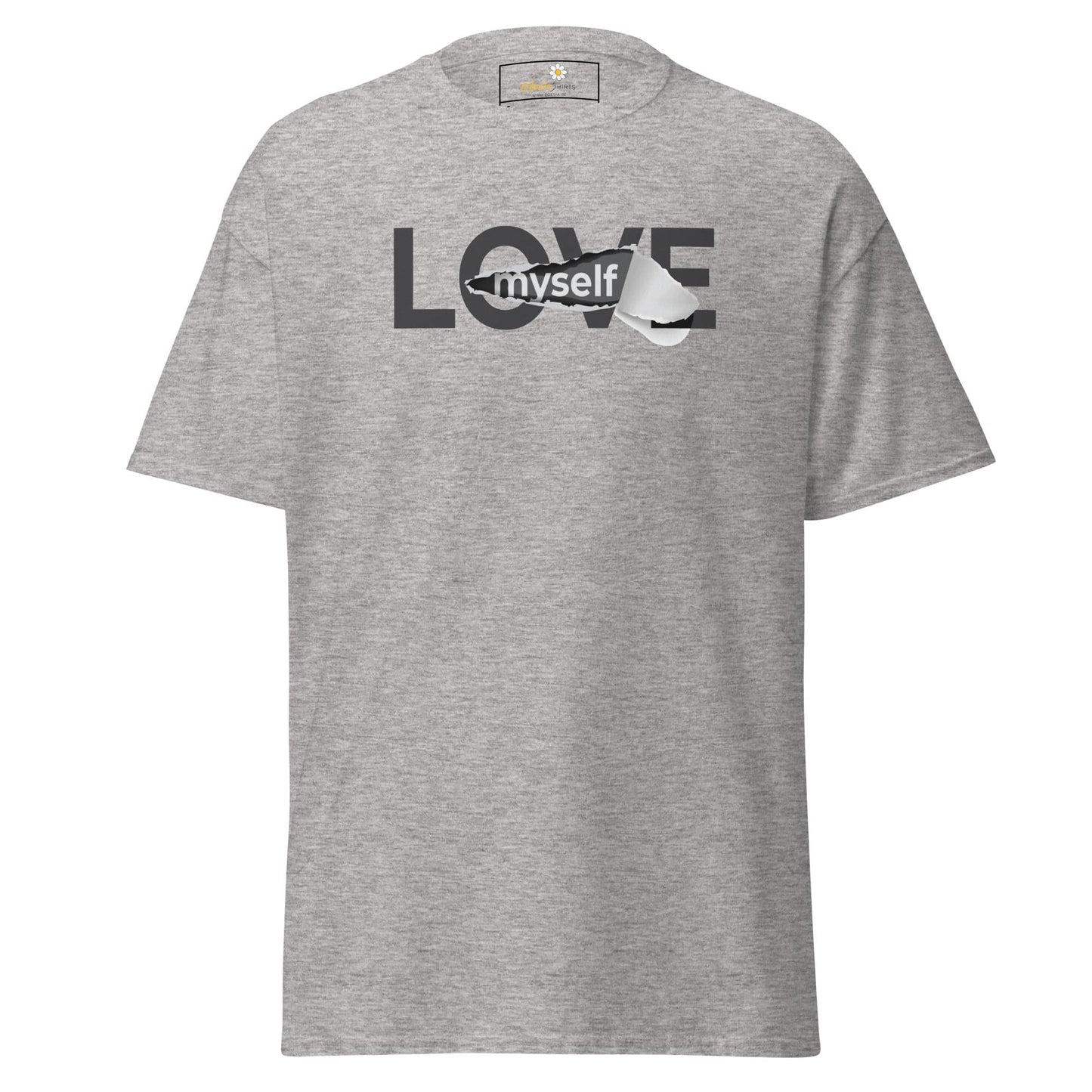 Gray T-shirt with LOVE myself graphic from T-SHIRT DESIGN TEE MAN WOMAN size S XL