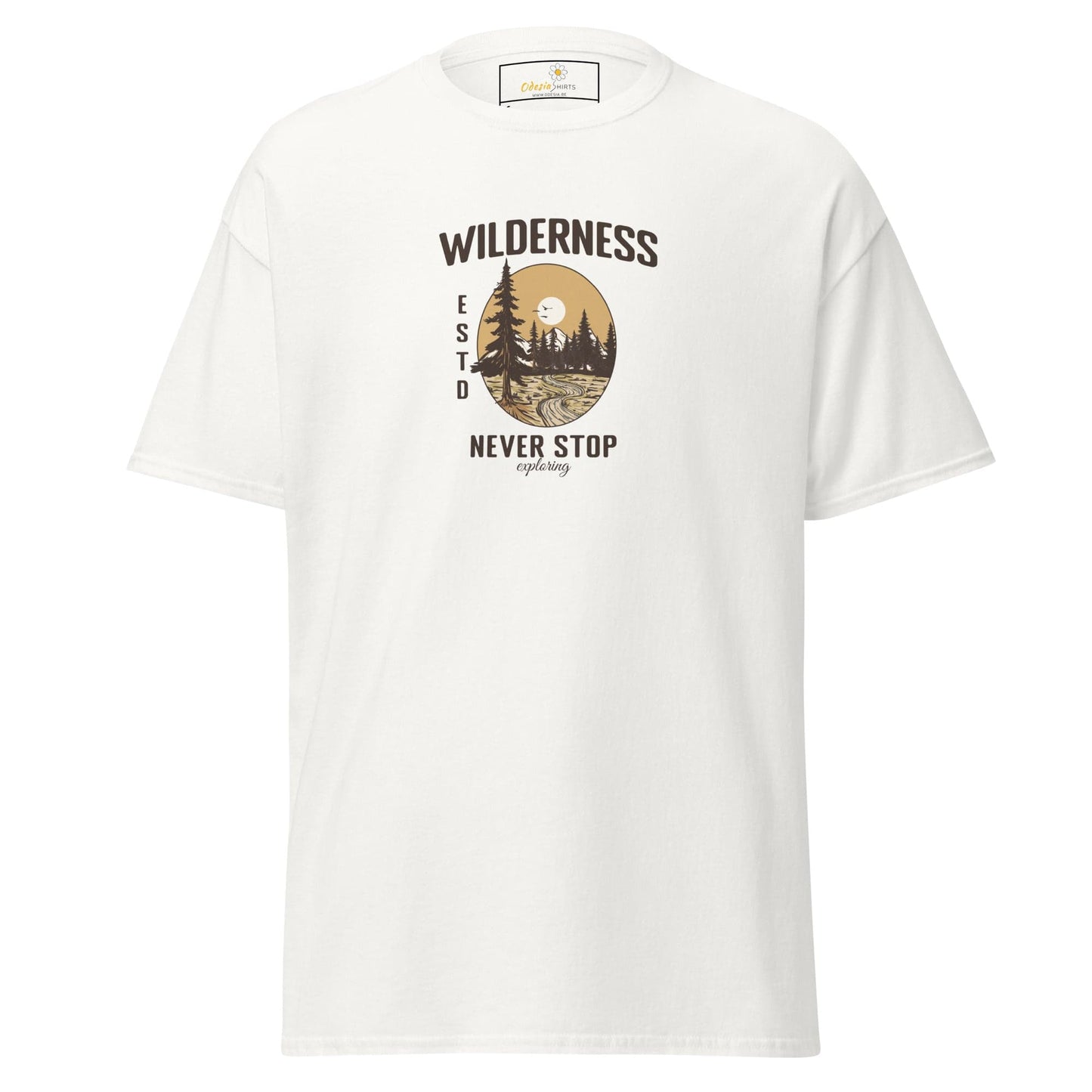 Unisex classic t-shirt - NATURE WILDERNESS NEVER STOP - REGULAR - White / S