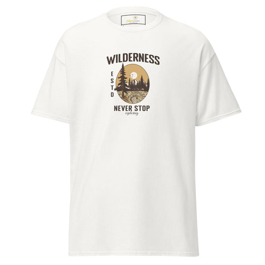 Unisex classic t-shirt - NATURE WILDERNESS NEVER STOP - REGULAR - White / S