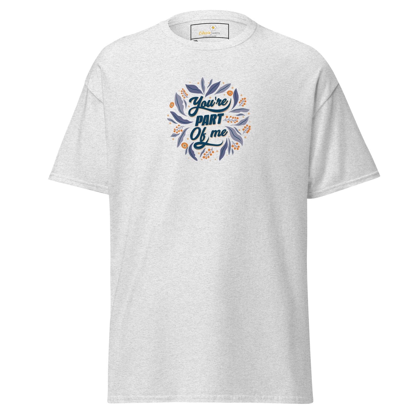 White T-shirt with floral design for men and women in sizes 2XL to 5XL